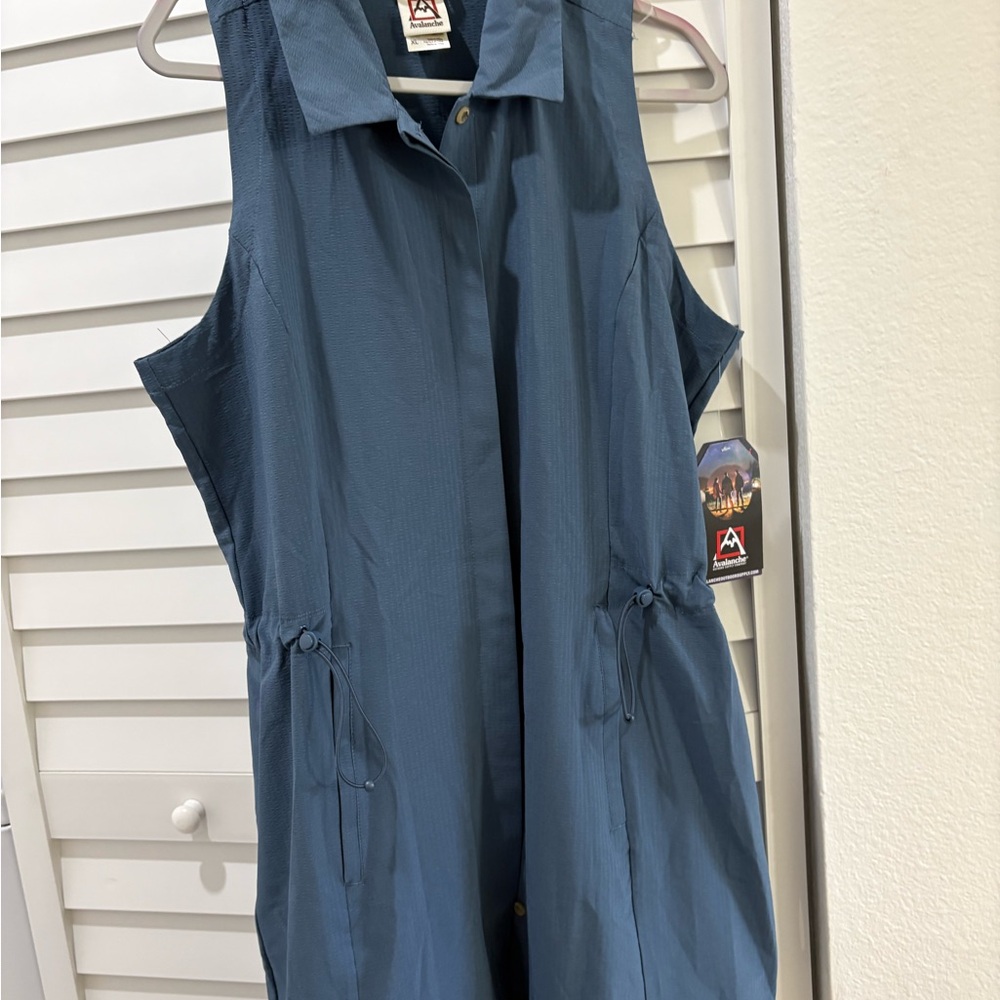 Avalanche Slate Blue Sleeveless Collared Stretch Dress